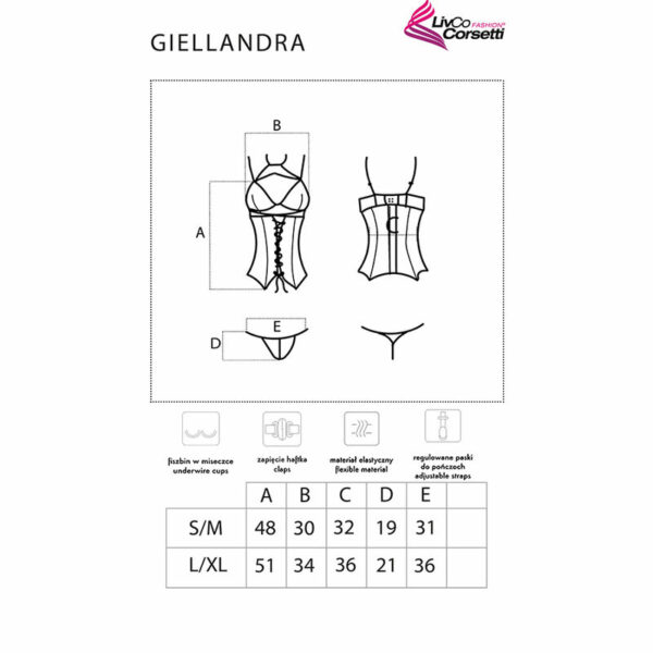 LIVCO CORSETTI FASHION - GIELLANDRA FOR THE SENSES COLLECTION CORSET + PANTY NEGRO S/M - Imagen 5