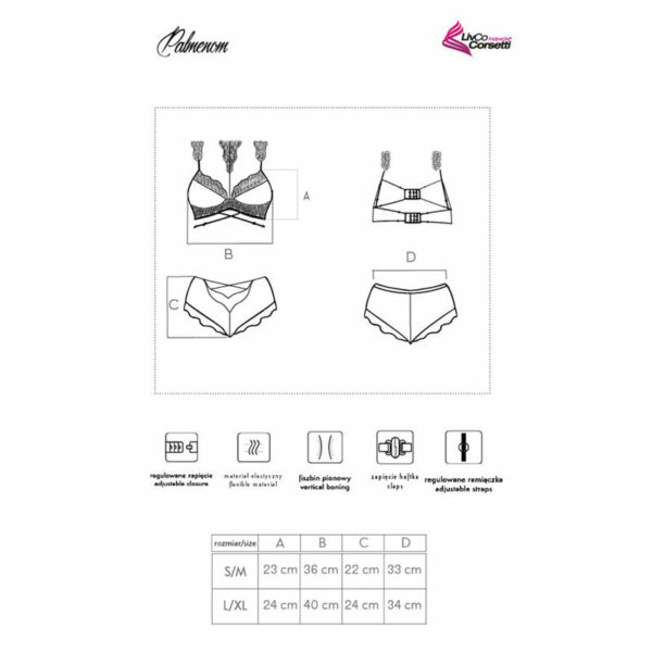LIVCO CORSETTI FASHION - PALMENOM LC 90614 SUJETADOR + PANTY NEGRO L/XL - Imagen 7