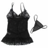 SUBBLIME - BABYDOLL CON TIRANTES AJUSTABLES Y ESTAMPADO FLORAL DE ENCAJE TRANSPARENTE NEGRO S/M - Imagen 7