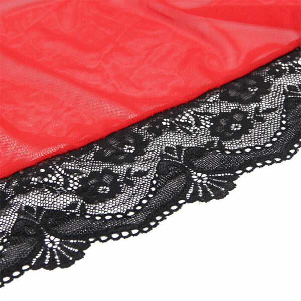 SUBBLIME - BATA TELA TRANSPARENTE DETALLE ENCAJE ROJO L/XL - Imagen 8