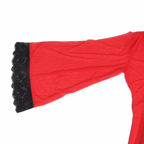 SUBBLIME - BATA TELA TRANSPARENTE DETALLE ENCAJE ROJO L/XL - Imagen 6