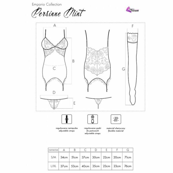 LIVCO CORSETTI FASHION - PERSINNE MIT EMPORIO SET CORSET + PANTY + MEDIAS S/M - Imagen 5