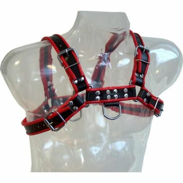 LEATHER BODY - CHAIN HARNESS III BLACK / RED - Imagen 2