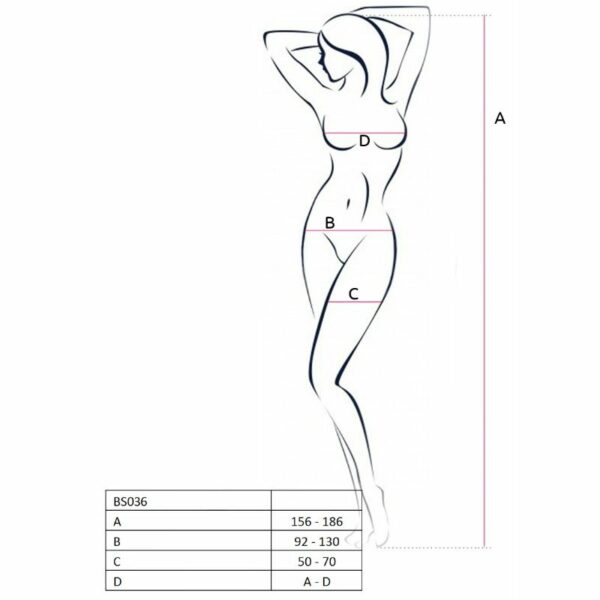 PASSION - WOMAN BS036 BODYSTOCKING BLANCO TALLA UNICA - Imagen 2