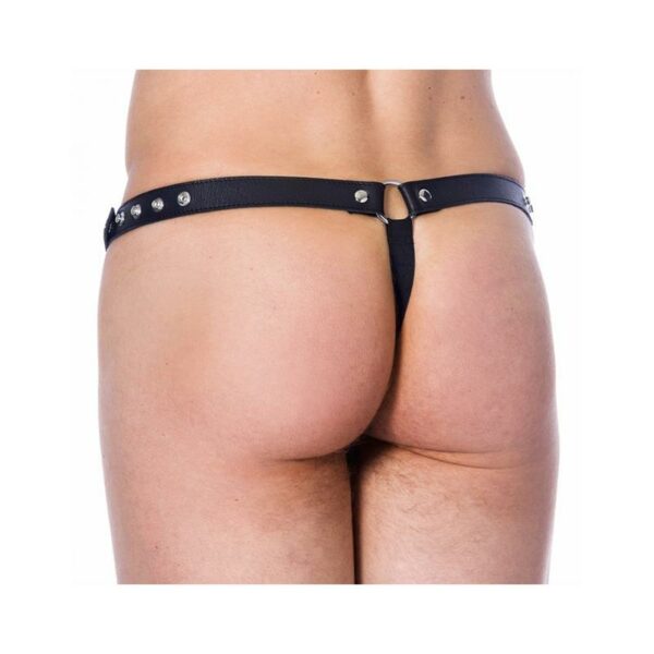 Tanga de Cuero Ajustable con Abertura - Imagen 2