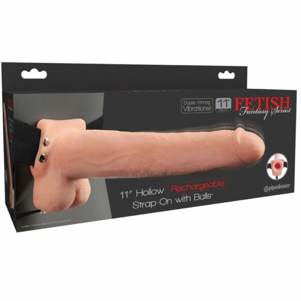 FETISH FANTASY SERIES - ARNES HOLOW AJUSTABLE PENE REALISTICO CON TESTICULOS RECARGABLE Y VIBRADOR 28 CM