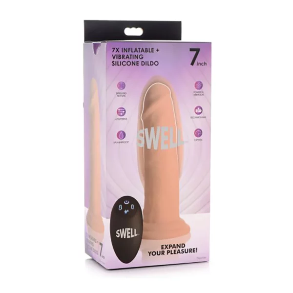 Swell - Dildo Inflable y Vibrante de Silicona - 7" / 18 cm - Imagen 2