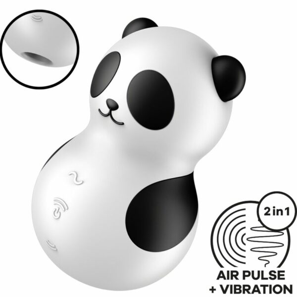 SATISFYER - POCKET PANDA ESTIMULADOR & VIBRADOR BLANCO Y NEGRO - Imagen 2