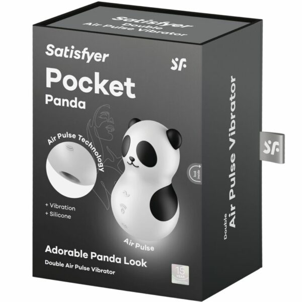 SATISFYER - POCKET PANDA ESTIMULADOR & VIBRADOR BLANCO Y NEGRO - Imagen 5