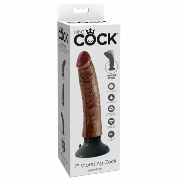 KING COCK - DILDO VIBRADOR 17.78 CM MARRON - Imagen 8
