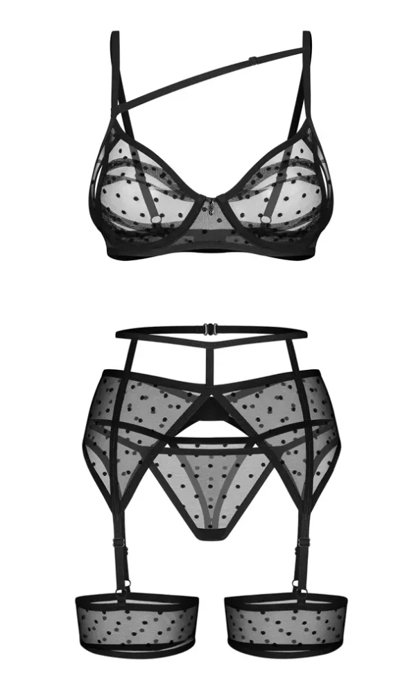 Conjunto Curvy Nuites con Sujetador, Liguero y Tanga – Obsessive - Imagen 3