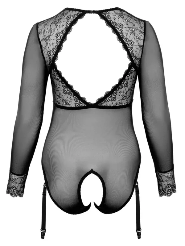 Body Curvy Transparente con Mangas Largas y Liguero Desmontable – Cottelli Curves - Imagen 6