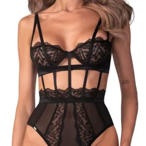 Body Ouvert sin Entrepierna Hersis de Obsessive – Encaje Negro con Aros