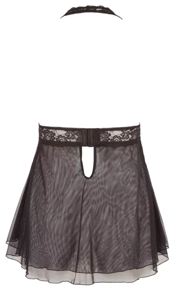 COTTELLI Curvy Babydoll negro halter con encaje y falda acampanada - Imagen 4
