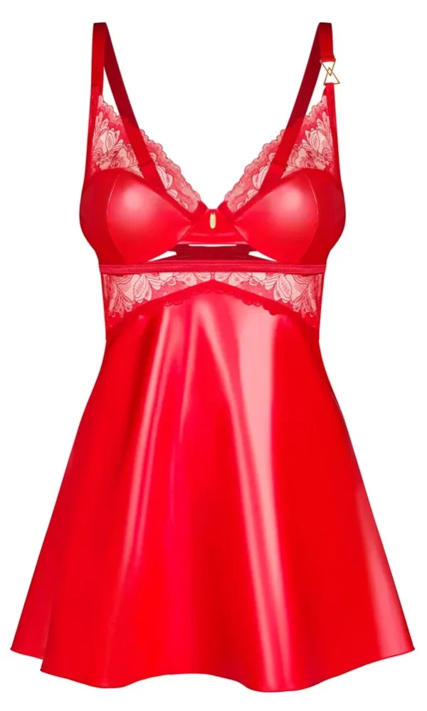 Set Curvy Aliosa Rojo con Picardías y Tanga – Obsessive - Imagen 3