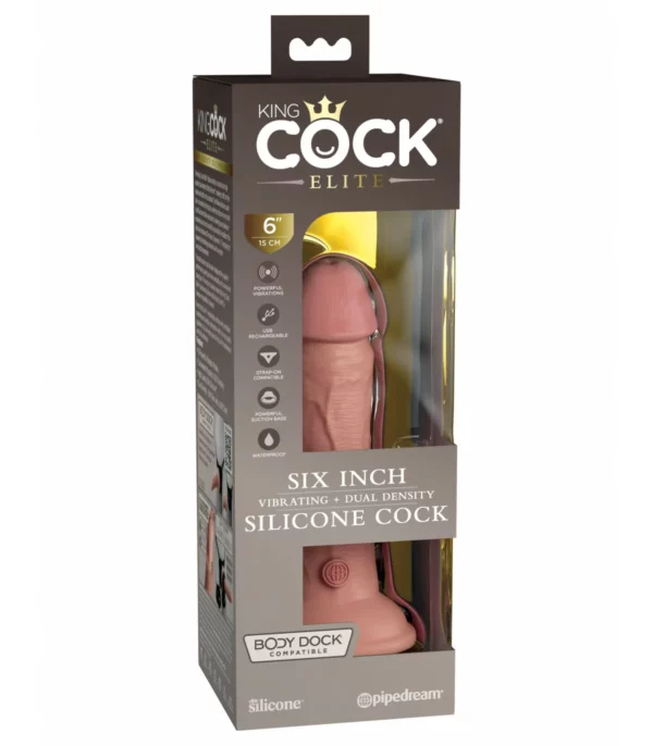 KING COCK - ÉLITE DILDO REALÍSTICO VIBRADOR & SILICONA 6"