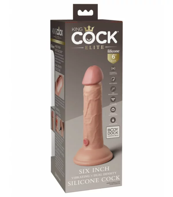 KING COCK - ÉLITE DILDO REALÍSTICO VIBRADOR & SILICONA 6" - Imagen 7