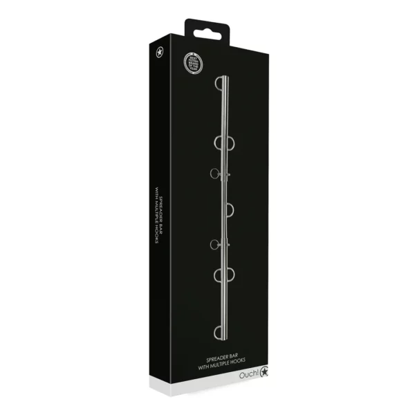 Barra Separadora Ajustable con Múltiples Ganchos – Spreader Bar BDSM Plateada - Imagen 4