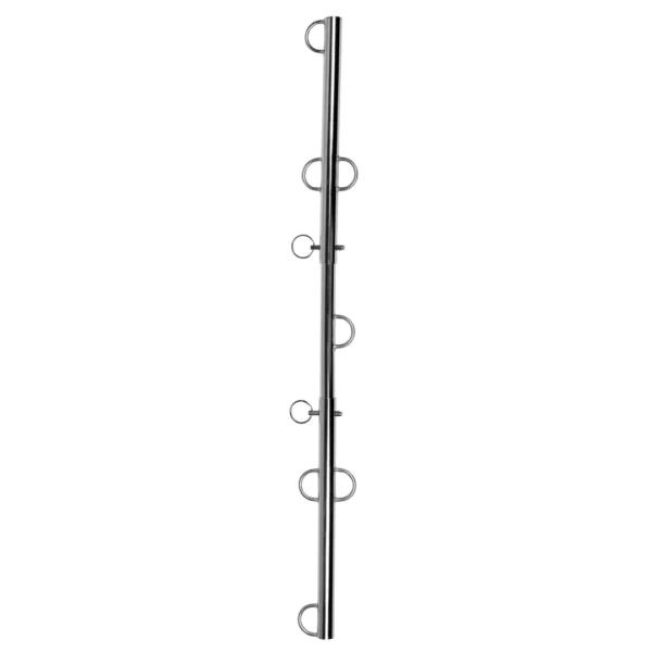 Barra Separadora Ajustable con Múltiples Ganchos – Spreader Bar BDSM Plateada