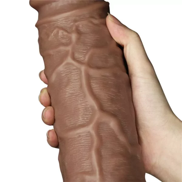 LoveToy Dildo King 10.5” con Vibración Marrón – Realista con Ventosa y Control Remoto - Imagen 3