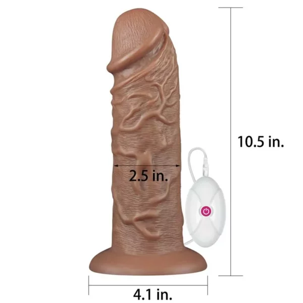 LoveToy Dildo King 10.5” con Vibración Marrón – Realista con Ventosa y Control Remoto - Imagen 7