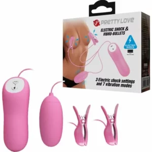 Pretty Love Pinzas con Vibración y Electroshock Rosa – Estimulación Dual para Pezones y Clítoris