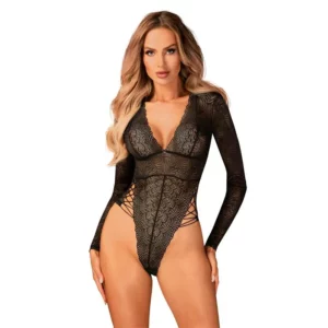 OBSESSIVE Lenceria Merlys Teddy de Manga Larga