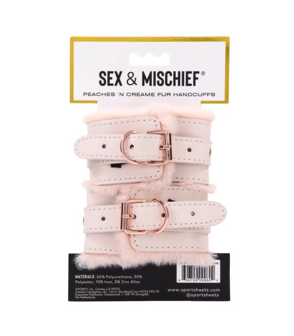 Esposas de piel sintética color melocotón - Peaches and Creame Fur Handcuffs - Imagen 5