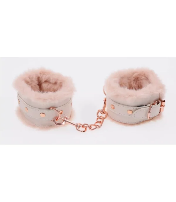 Esposas de piel sintética color melocotón - Peaches and Creame Fur Handcuffs - Imagen 2