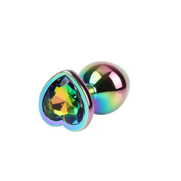 CHISA Rainbow Heart Plug Anal Multicolor con Joya – Talla M - Imagen 2