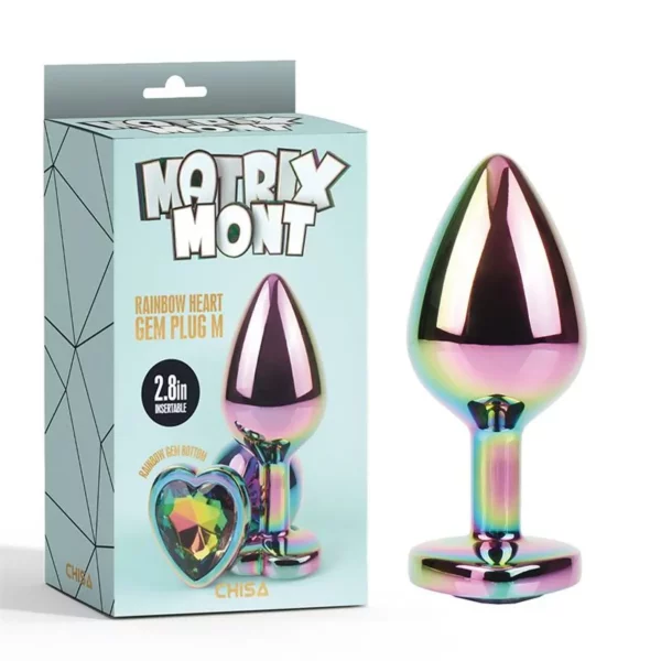 CHISA Rainbow Heart Plug Anal Multicolor con Joya – Talla M