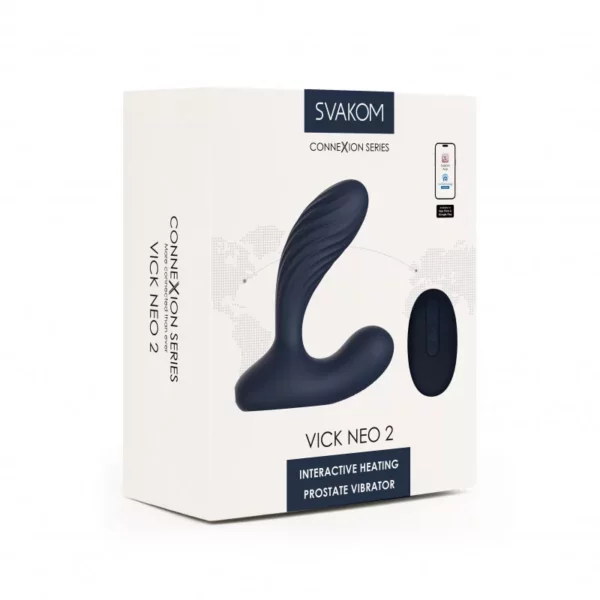 SVAKOM Vick Neo 2 Navy Blue – Vibrador de Próstata Interactivo con Calor, Giro y Control - Imagen 3
