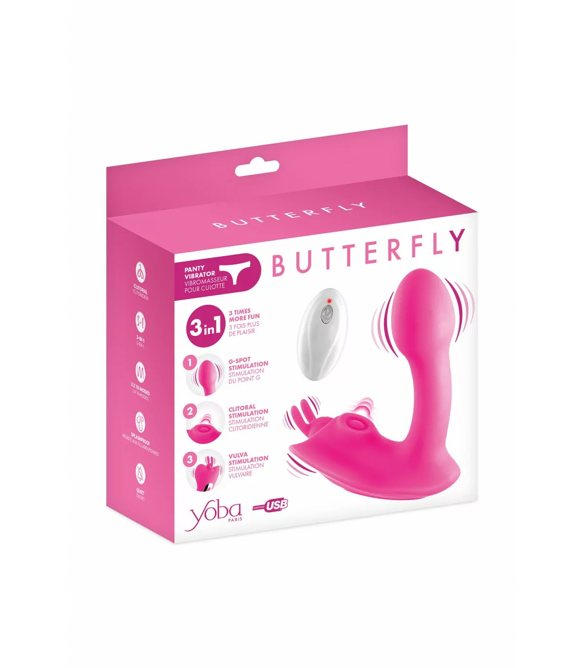 Vibrador con mando Butterfly Rosa – Doble estimulación vaginal y clitoriana - Imagen 2