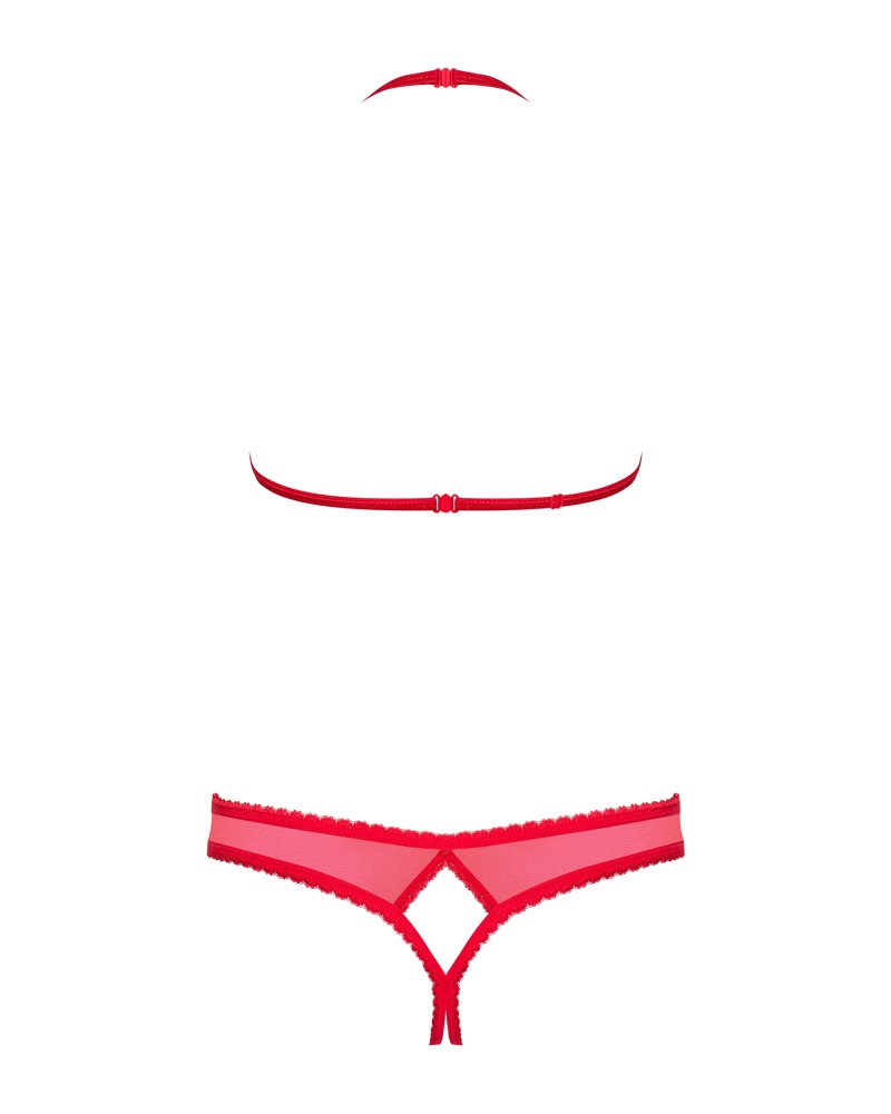 Set 2 Piezas Rojo – Sujetador Sin Copas y Tanga Abierta | Obsessive - Imagen 4