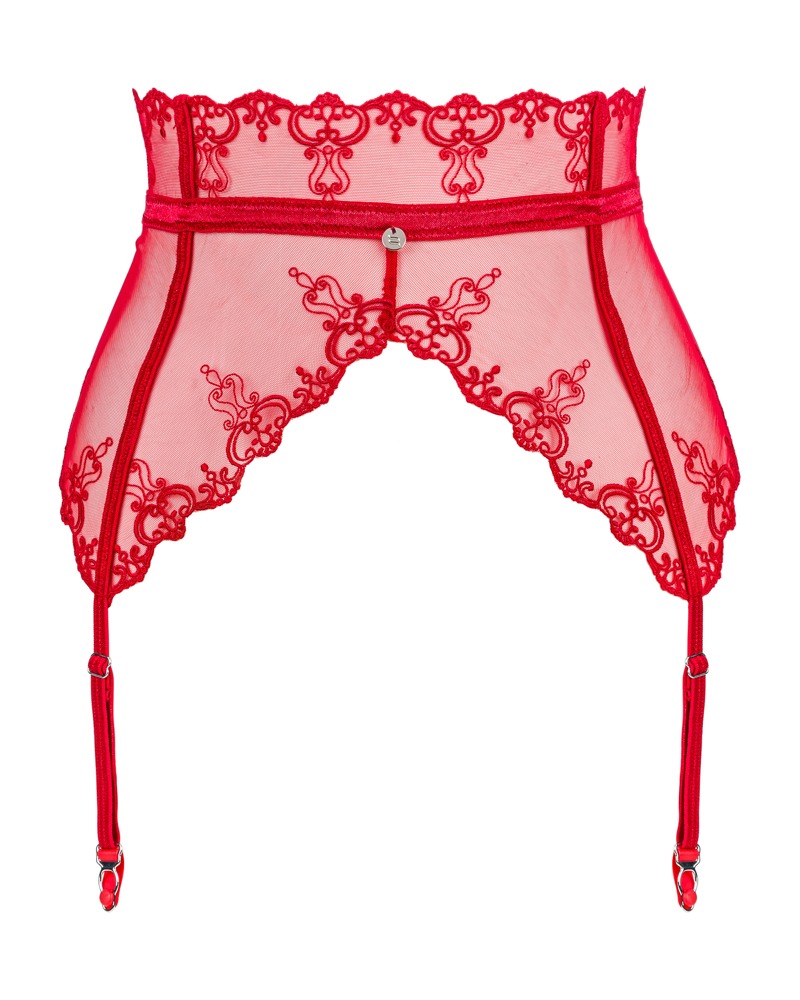 Lonesia Garter Belt Rojo – Liguero de Tul Transparente y Bordados | Obsessive - Imagen 3