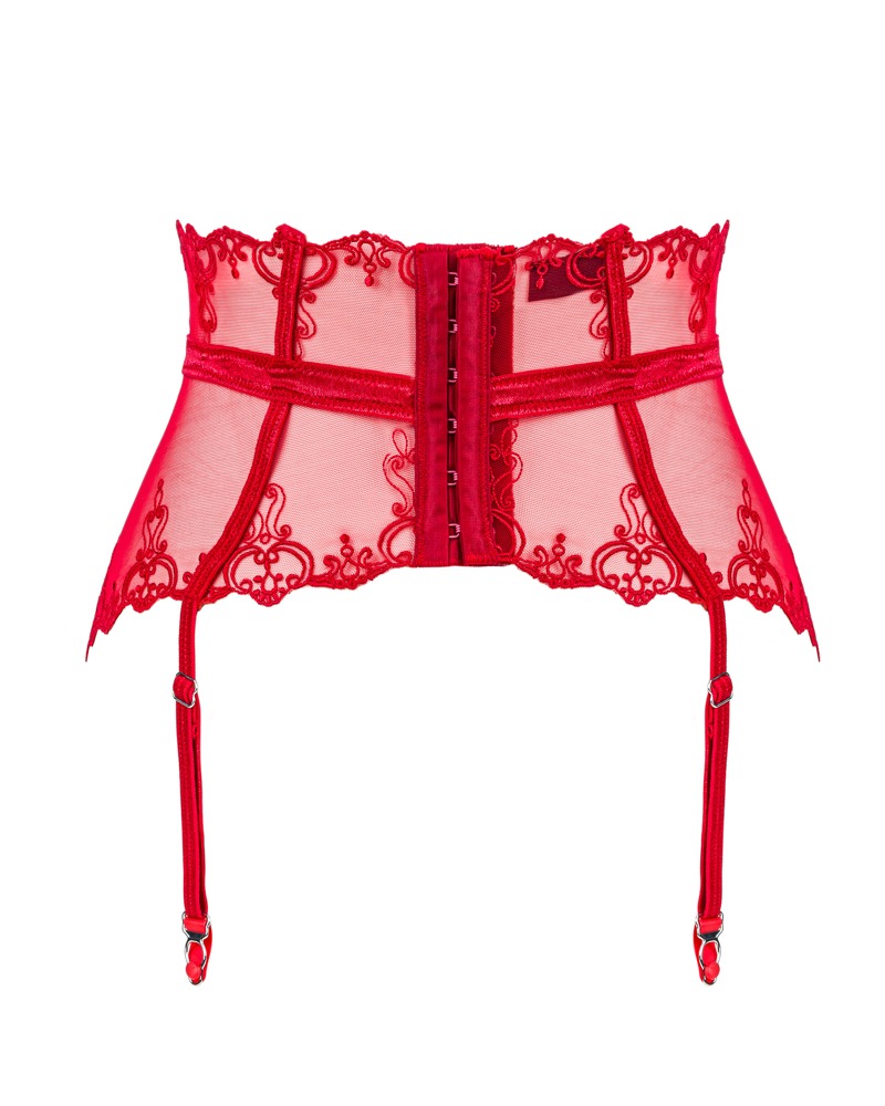 Lonesia Garter Belt Rojo – Liguero de Tul Transparente y Bordados | Obsessive - Imagen 4