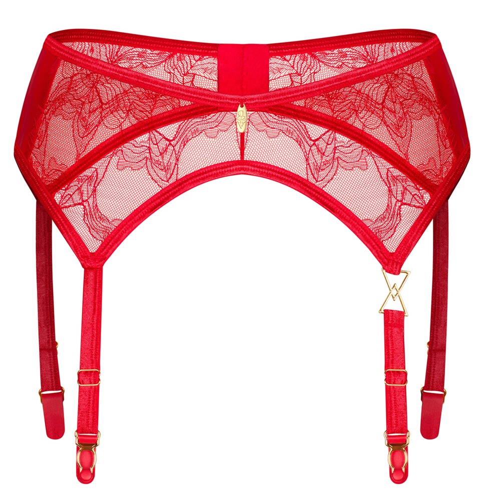 Liguero Suspender Belt Aliosa rojo – Encaje floral de Obsessive - Imagen 5