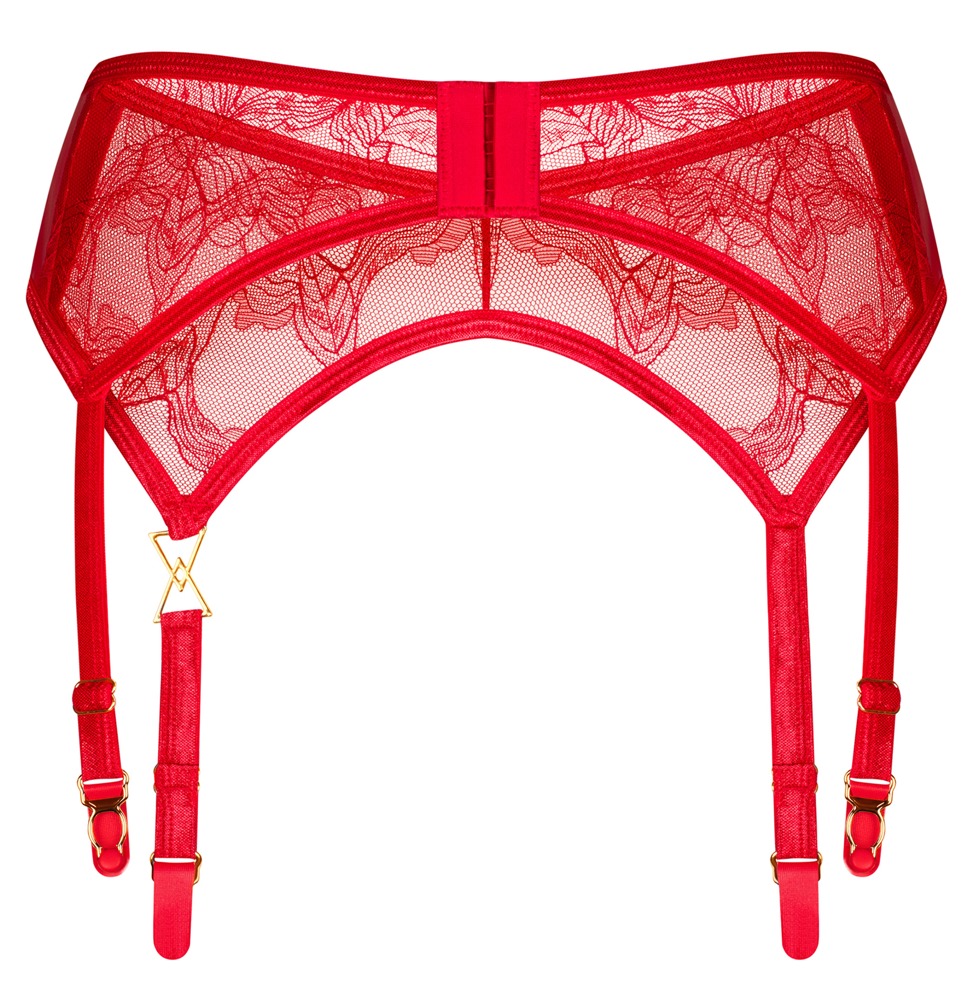 Liguero Suspender Belt Aliosa rojo – Encaje floral de Obsessive - Imagen 6