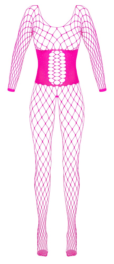 Catsuit Rosa Sin Entrepierna – Malla Grande con Strass | Cottelli Fantasy - Imagen 5