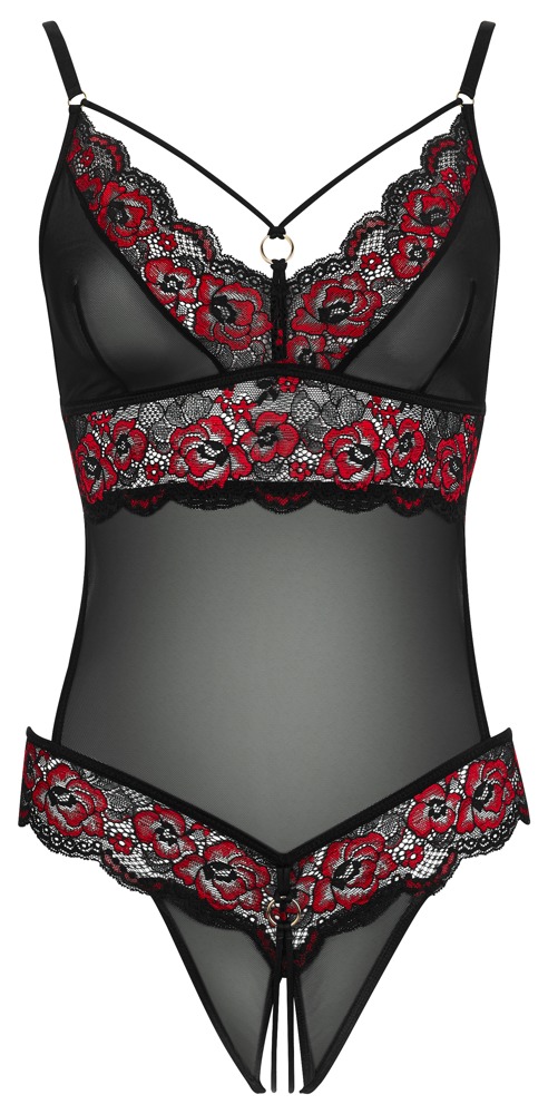 Body Ouvert de Encaje Floral Bicolor – Cottelli Lingerie - Imagen 5