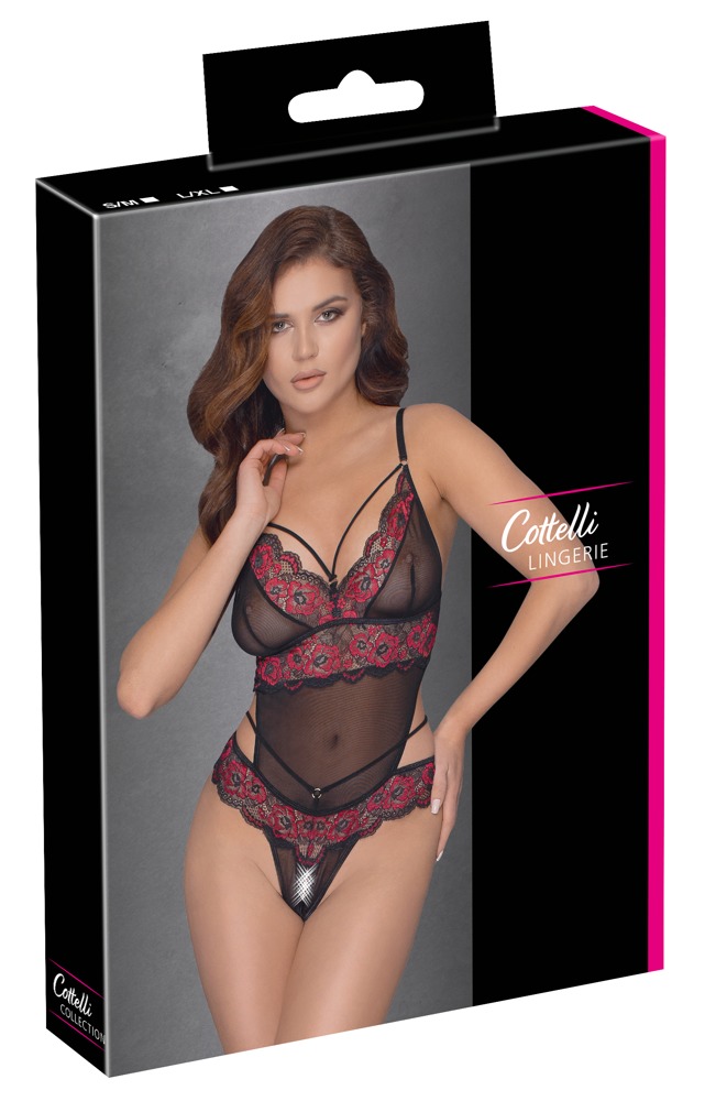 Body Ouvert de Encaje Floral Bicolor – Cottelli Lingerie - Imagen 2