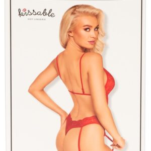 Body Rojo de Encaje con Detalles Dorados y Escote Profundo | Kissable