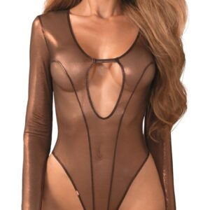Body Soranna de Manga Larga en Bronce Semitransparente – Obsessive
