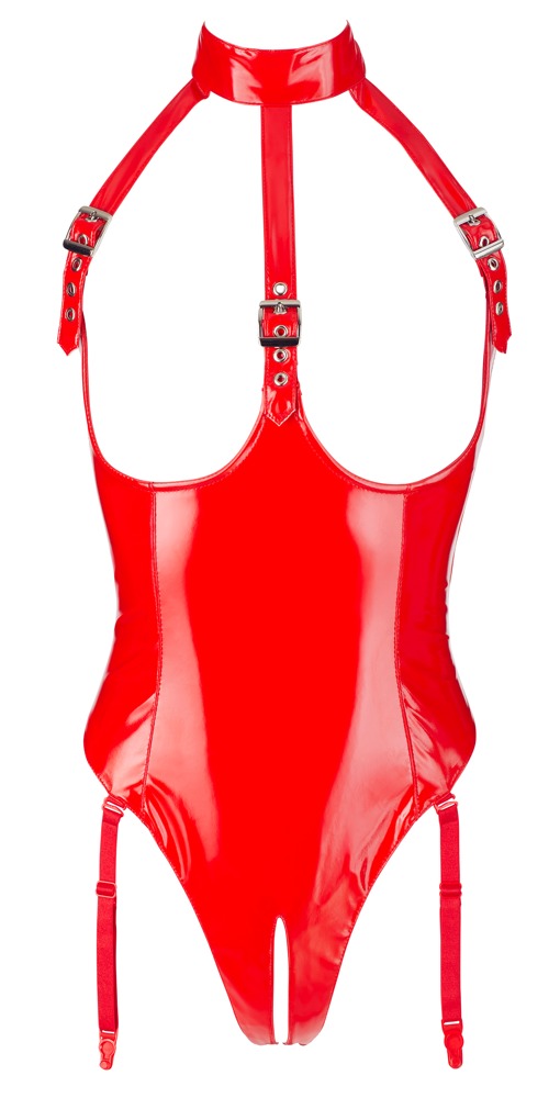 Body de Vinilo Rojo Sin Pecho con Entrepierna Abierta | Black Level - Imagen 7