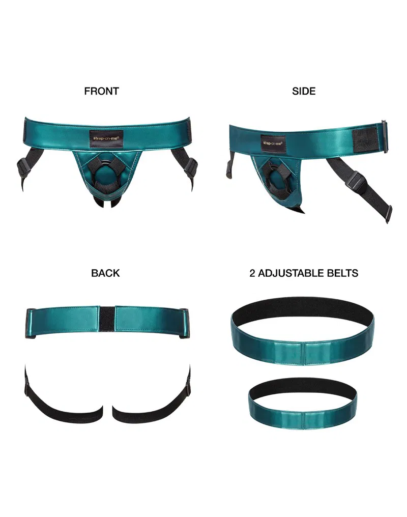 Strap-On-Me Arnés Curious | Arnés Strap-On Ajustable Talla Única Verde Metálico - Imagen 2